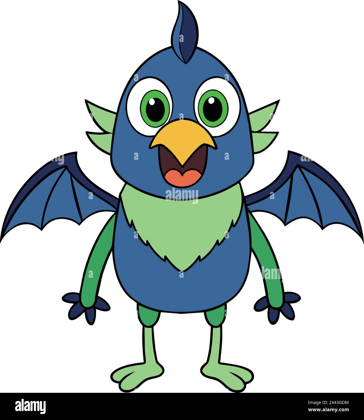 Monster Bird: Einzigartige Kreatur-Vektor-Illustration Stock Vektor