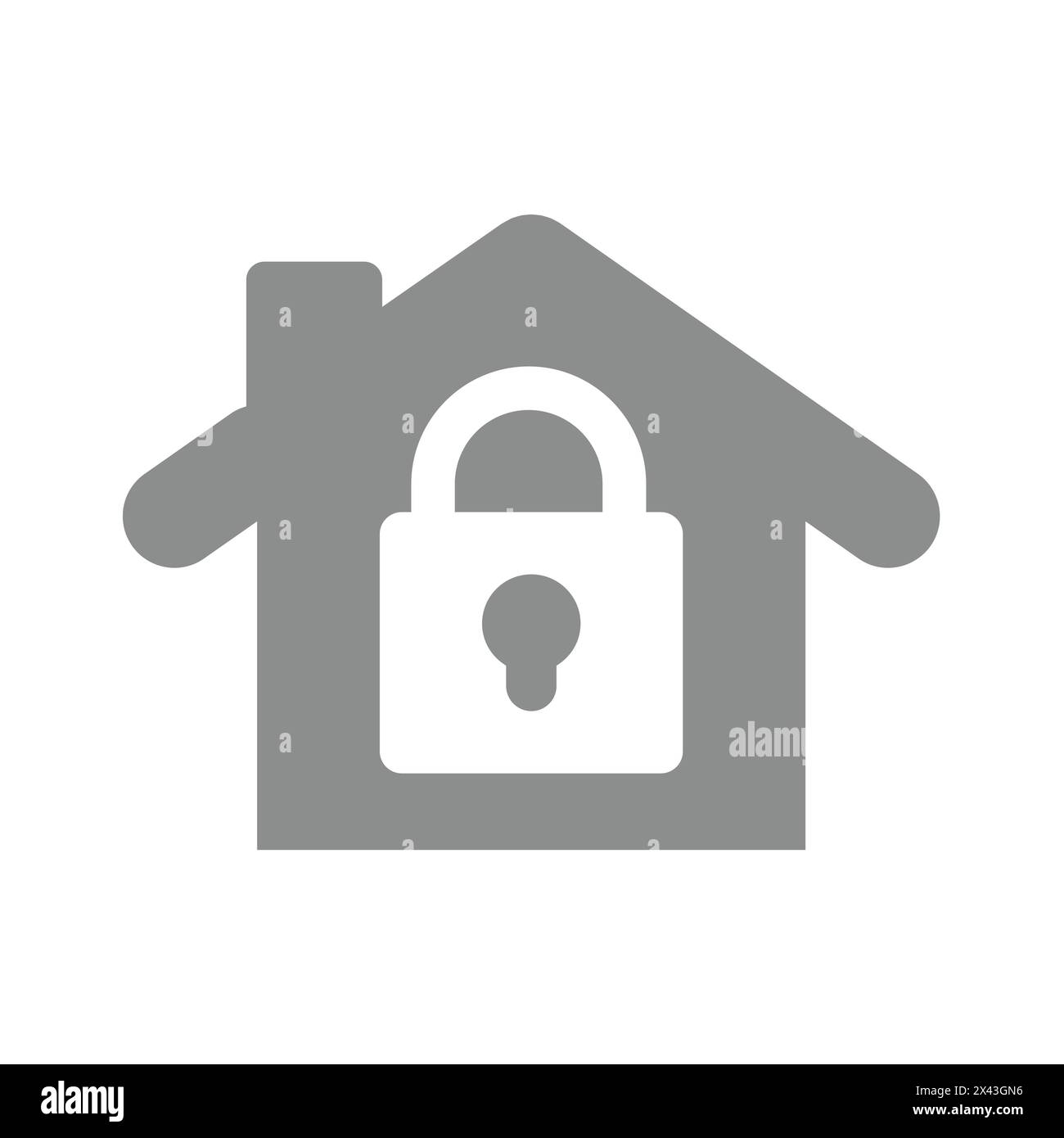 Heimsicherheitssystem. Haus und Vorhängeschloss, Raubschutz-Vektor-Symbol. Stock Vektor