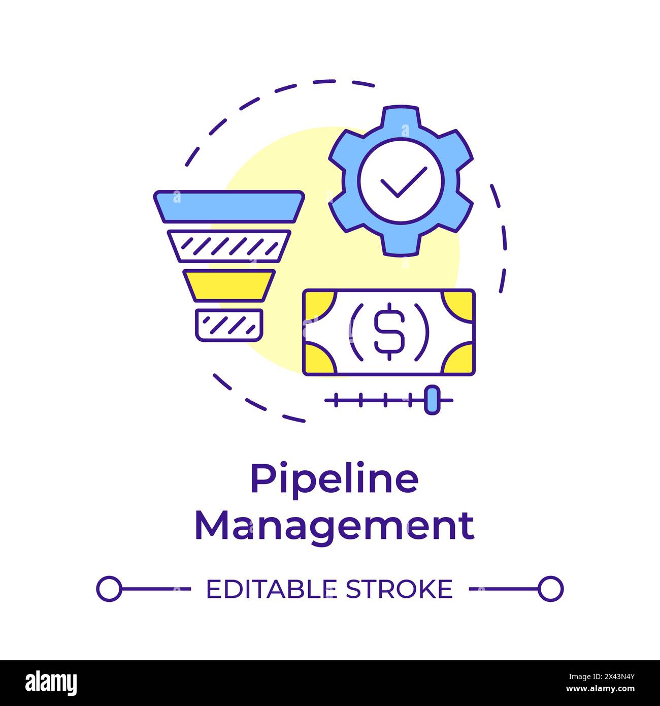 Symbol für mehrfarbiges Konzept der Pipeline-Verwaltung Stock Vektor