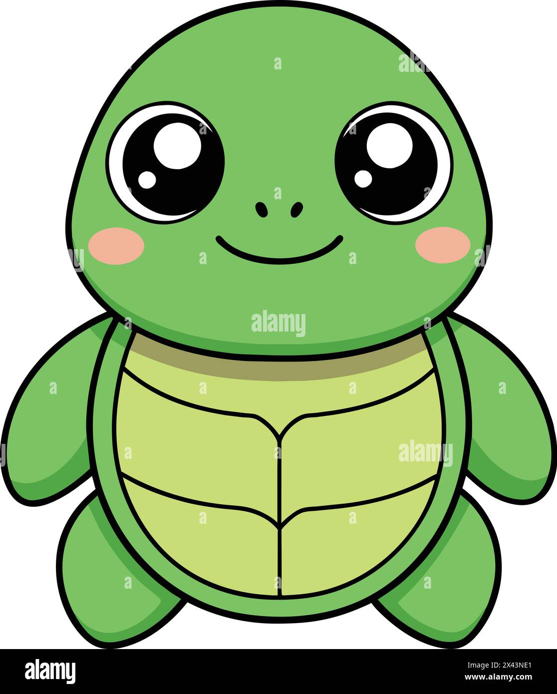 Minimalistischer Niedlicher Kawaii Schildkrötenvektor, Entzückende Illustration Stock Vektor