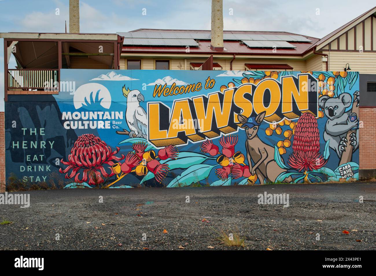 Street Art in Lawson, NSW, Australien Stockfoto