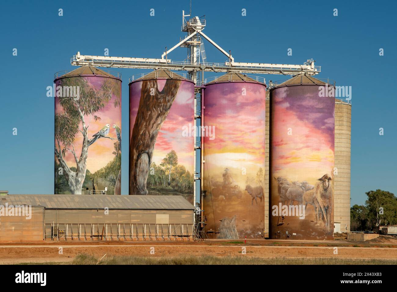 Silokunst von The Zookeeper und DRAPL, Thallon, Queensland, Australien Stockfoto