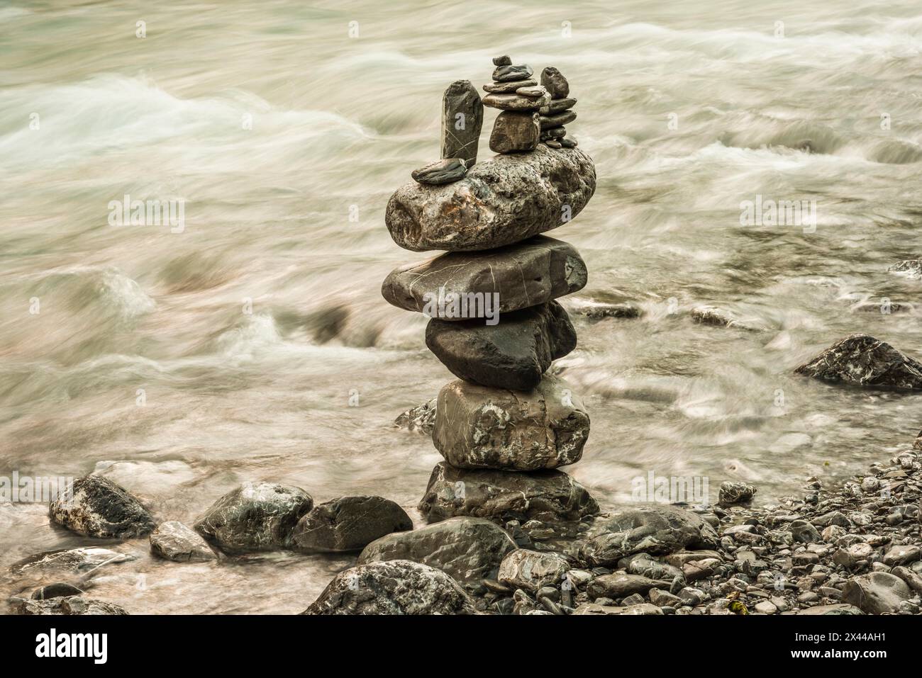 Cairn, Oybach in Oytal, bei Oberstdorf, Allgaeu, Bayern, Deutschland Stockfoto