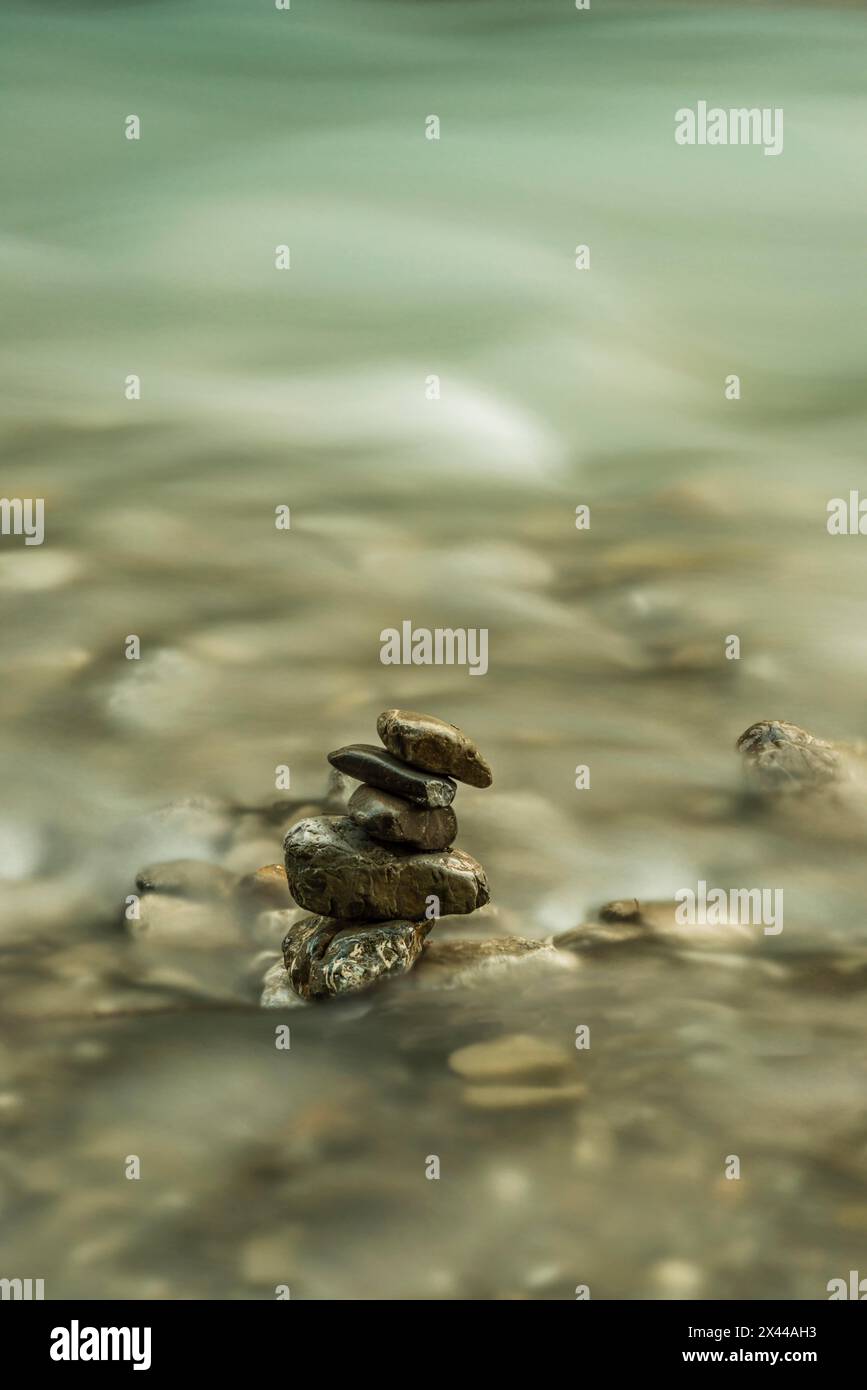 Cairn, Oybach in Oytal, bei Oberstdorf, Allgaeu, Bayern, Deutschland Stockfoto