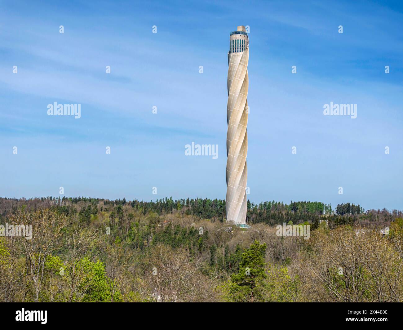 Prüfturm TK Elevator, 246 Meter hoher Prüfturm für Aufzüge, Express- und Hochgeschwindigkeitsaufzüge. Rottweiler, Baden-Württemberg, Deutschland Stockfoto