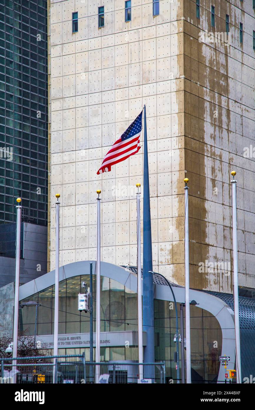 US-Mission bei den Vereinten Nationen gegenüber dem UN-Hauptquartier in New York Stockfoto