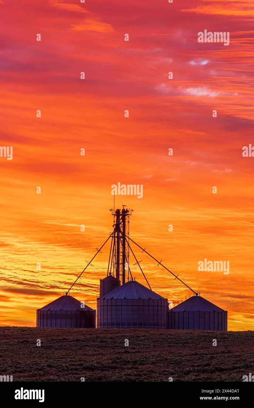 Getreidebehälter im Sunrise Clay County, Illinois. Stockfoto