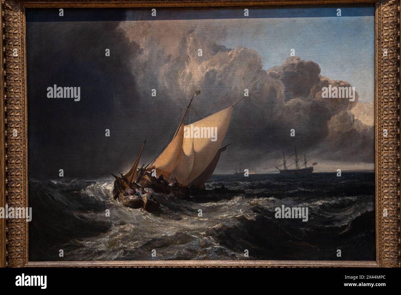 Dutch Boats in a Gale / 1801 Ölgemälde des englischen Künstlers J. M. W. Turner. National Gallery, London Stockfoto