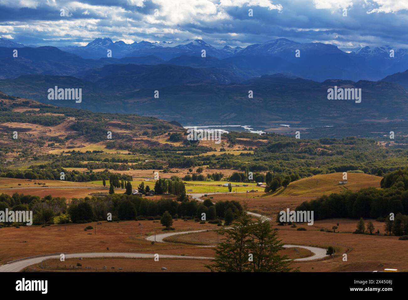 Wunderschöne Berglandschaften entlang Carretera Austral, Patagonien, Süd-Chile Stockfoto