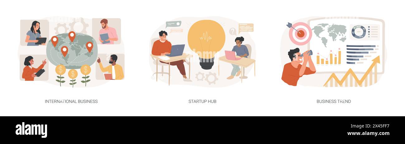 Businessidee isoliertes Konzept Vektor-Illustration Set. Stock Vektor