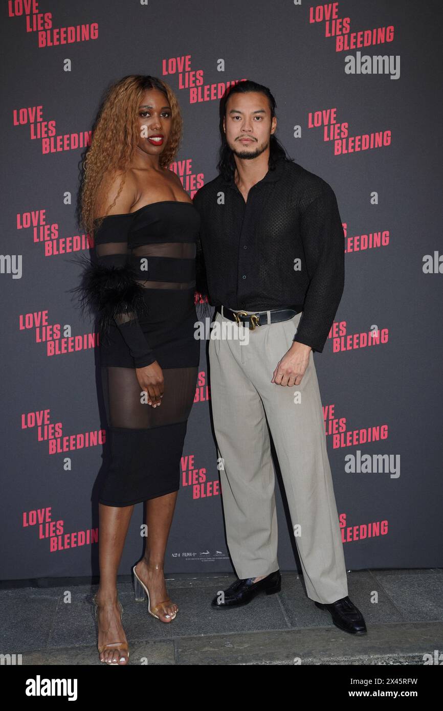 Montel Douglas und Quang Luong nehmen an einer Galavorführung von Love Lies Bleeding im Prince Charles Theatre in London Teil. Bilddatum: Dienstag, 30. April 2024. Stockfoto