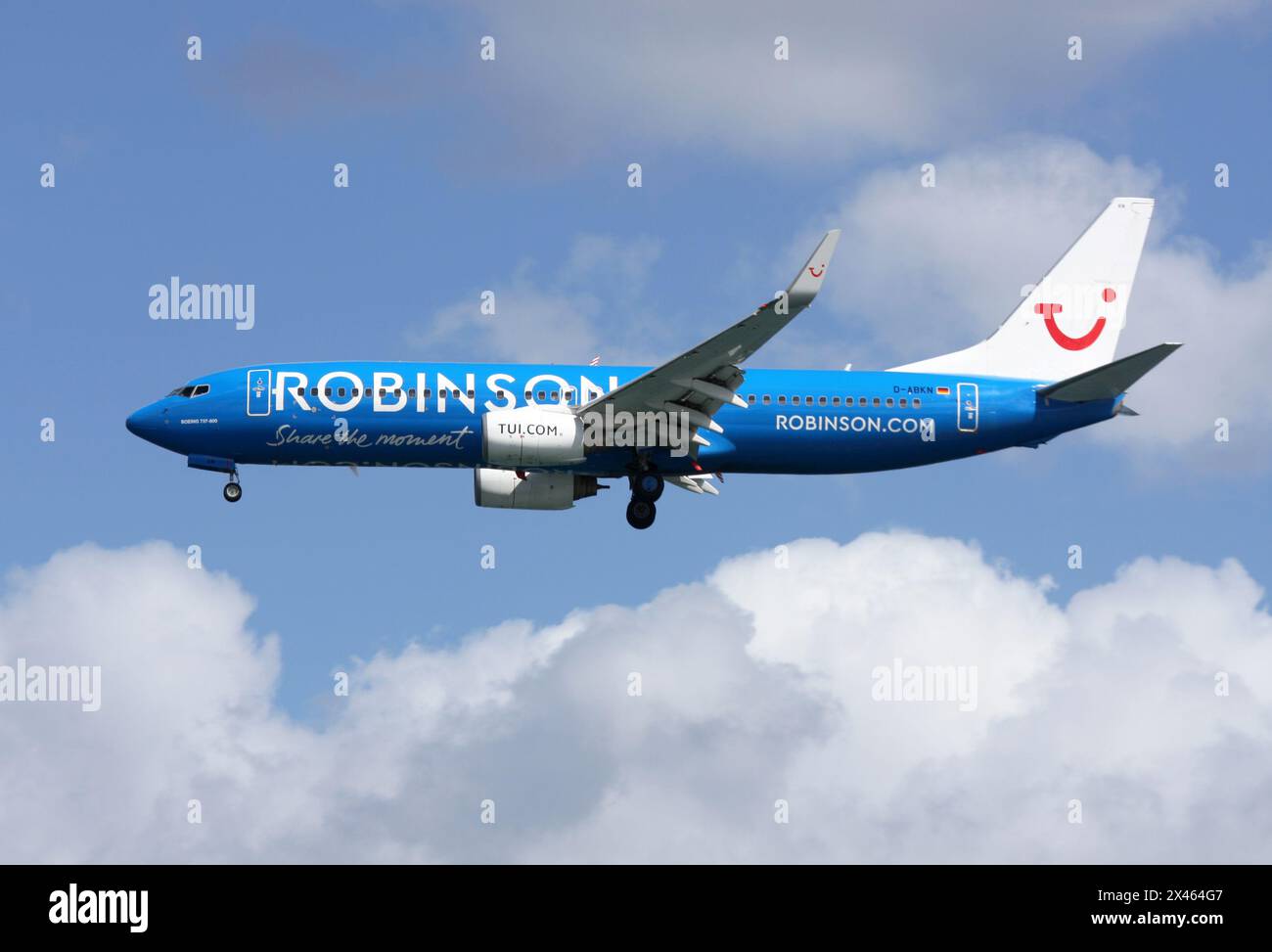 Eine Boeing 737-800 von TUI in einer Sonderaktion für Robinson Stockfoto