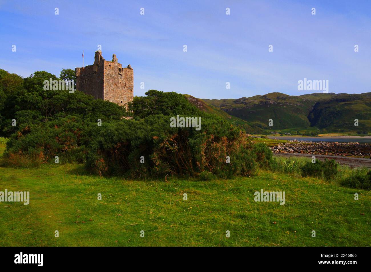 Moy Castle, erbaut um 1450, Lochbuie, Isle of Mull, Schottland, UK Stockfoto