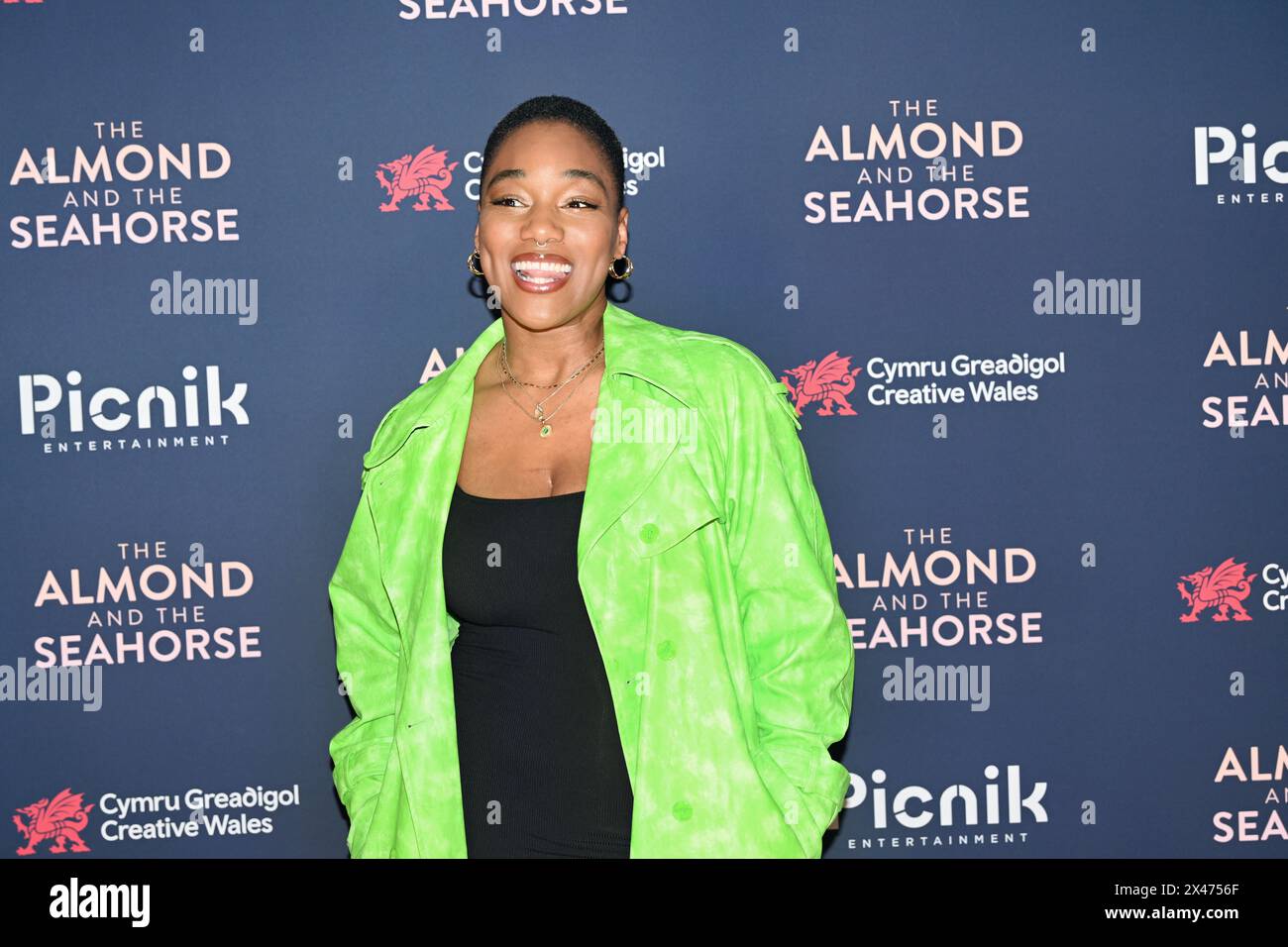 LONDON, ENGLAND – APRIL 30: Rachel Adedeji nimmt am 30. April 2024 an der britischen Premiere von The Almond and the Seahorse im Vue West End Teil. Stockfoto