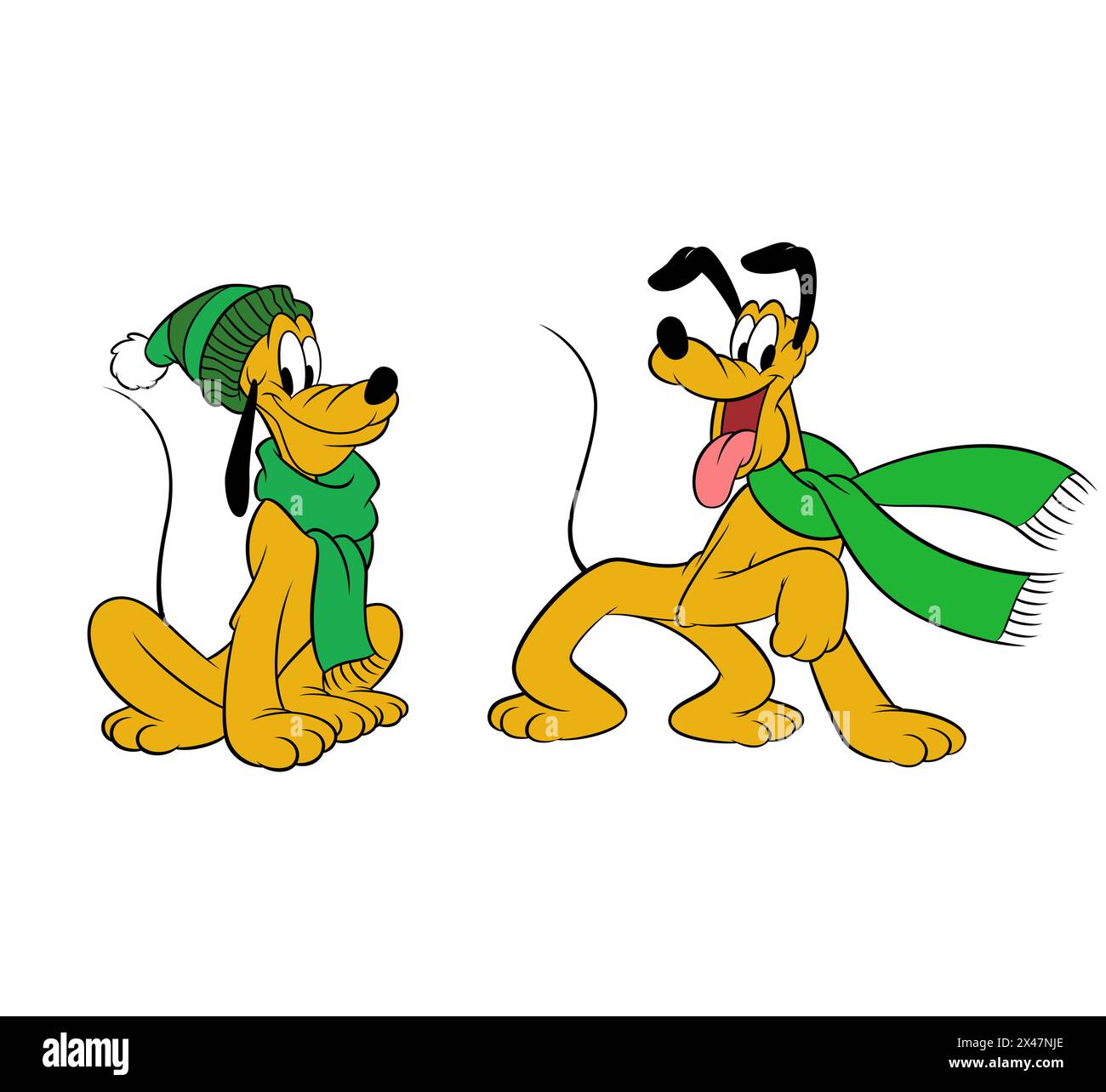 Disney Charakter Pluto trägt Schal Vektor Illustration Kunst Stock Vektor