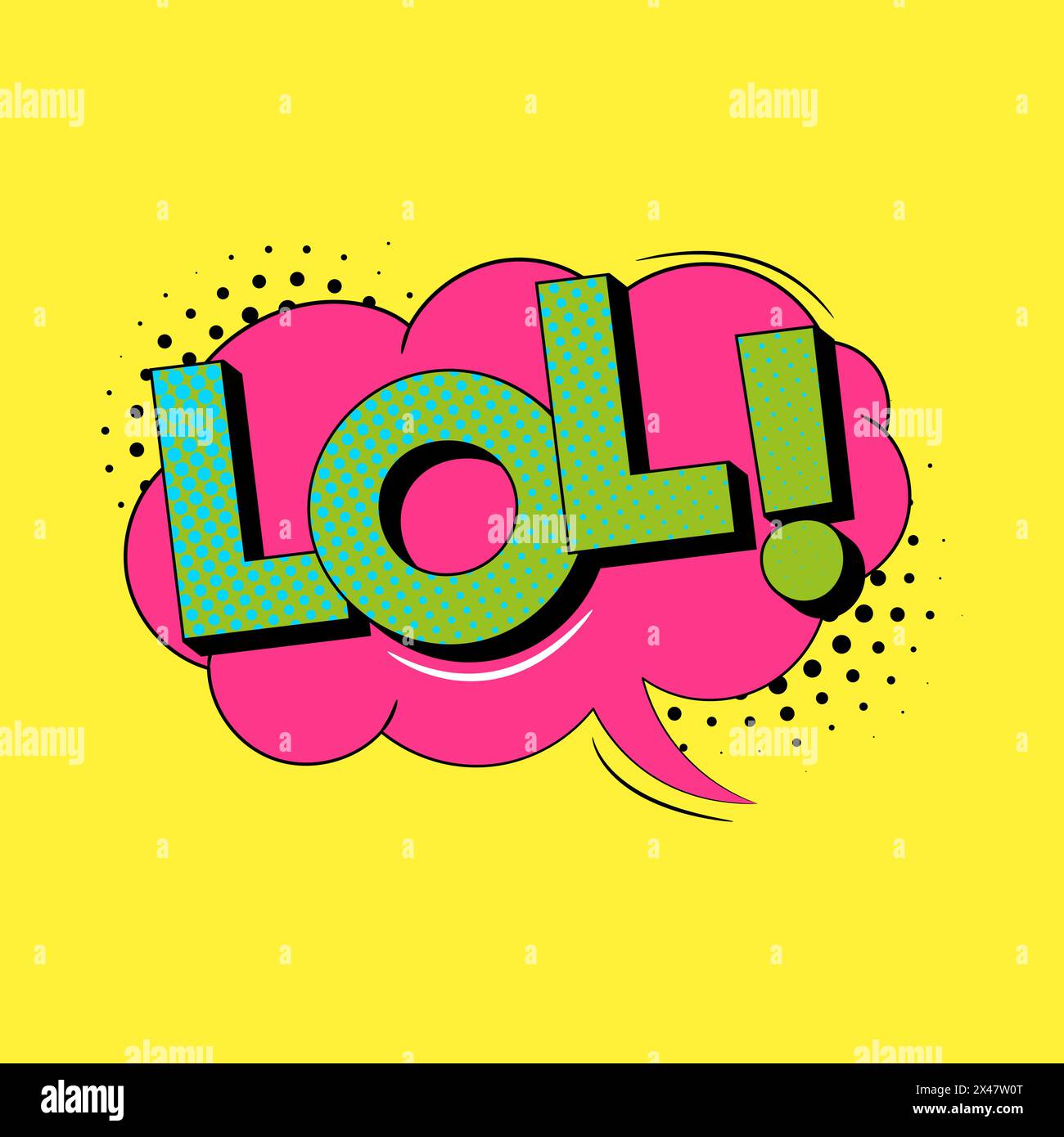 LOL Retro-Comic-Sprechblase im trendigen Pop-Art-Stil. Helle Zeichentricknachricht Stock Vektor