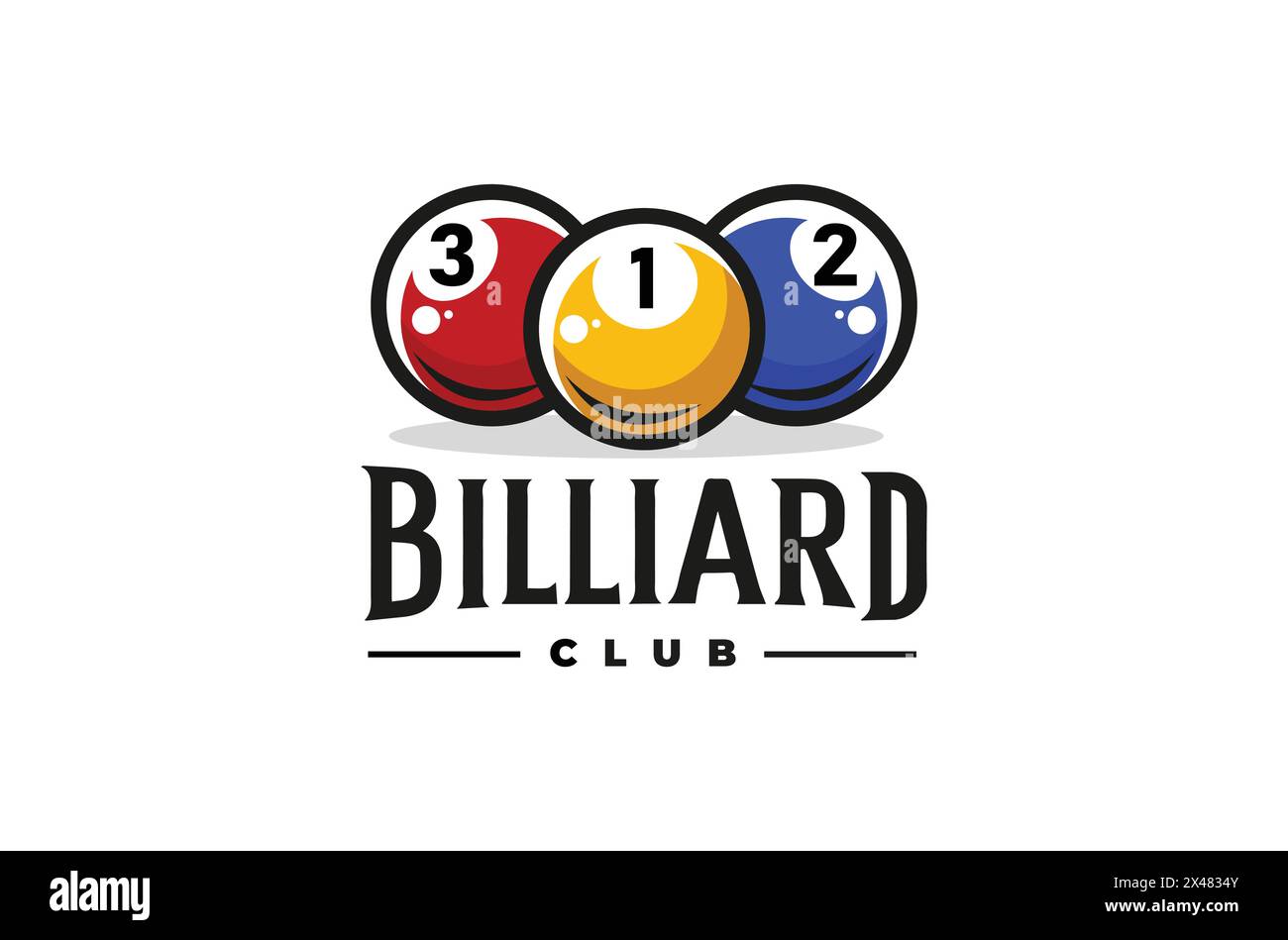 Billard Club Sports Design mit gelben, roten und blauen Bälle. Stock Vektor