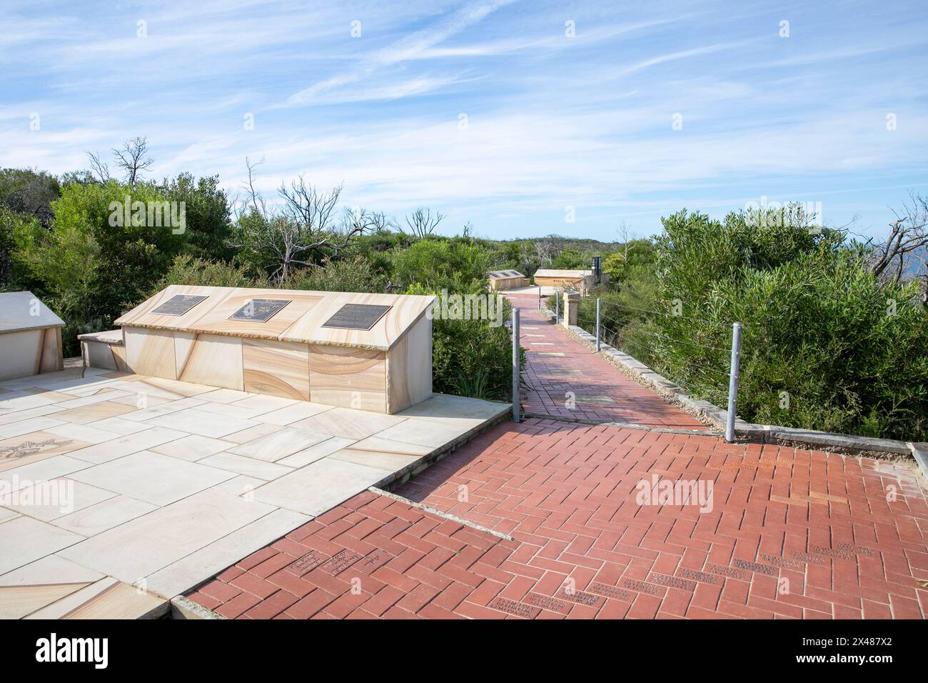 Memorial Walk die australische Geschichte der Schlachten und Konflikte und Gedenkstätten für das verstorbene Verteidigungspersonal Manly, Sydney, Australien Stockfoto