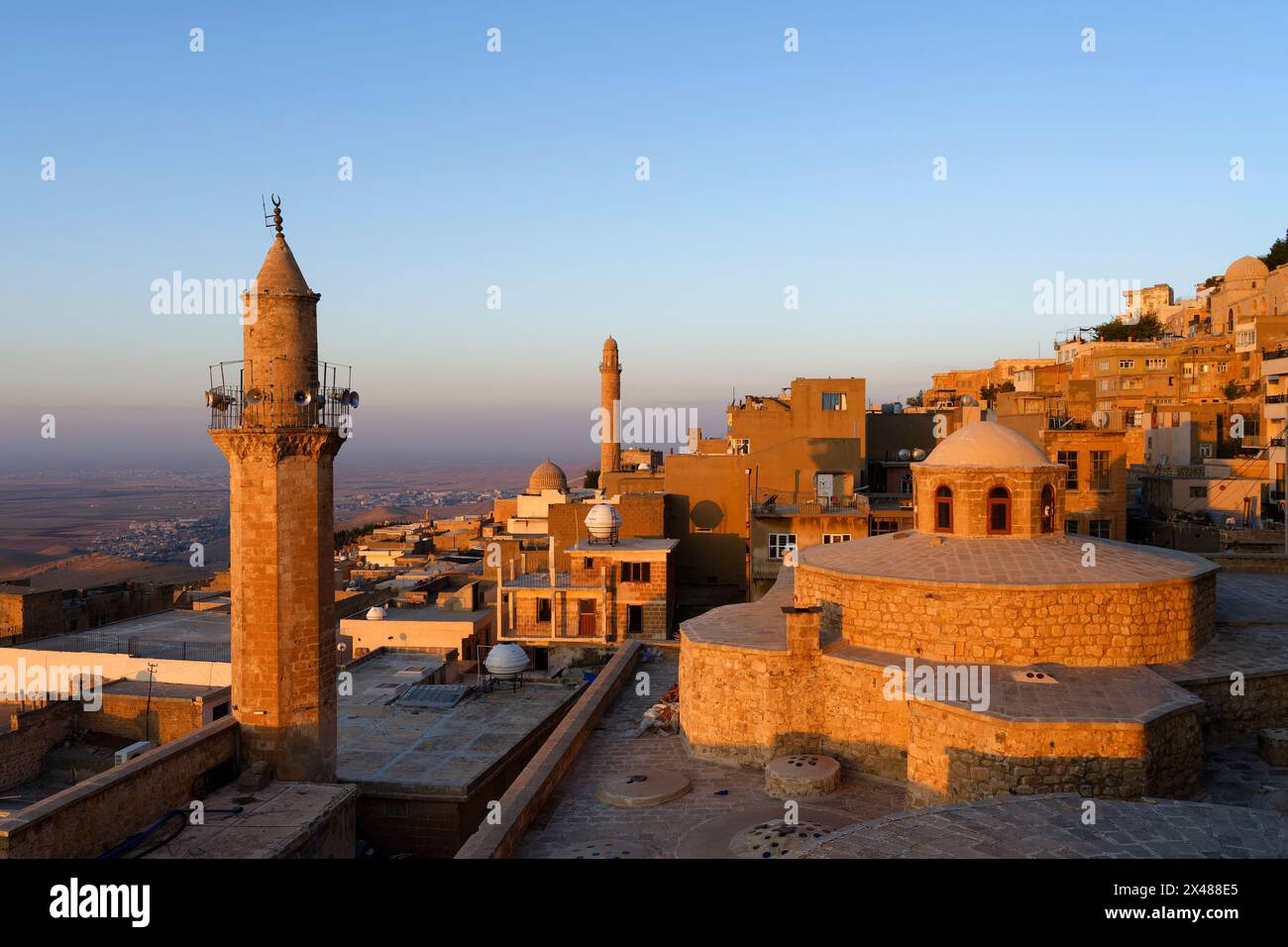 Mardin Altstadt bei Sonnenaufgang, Mardin, Türkei Stockfoto