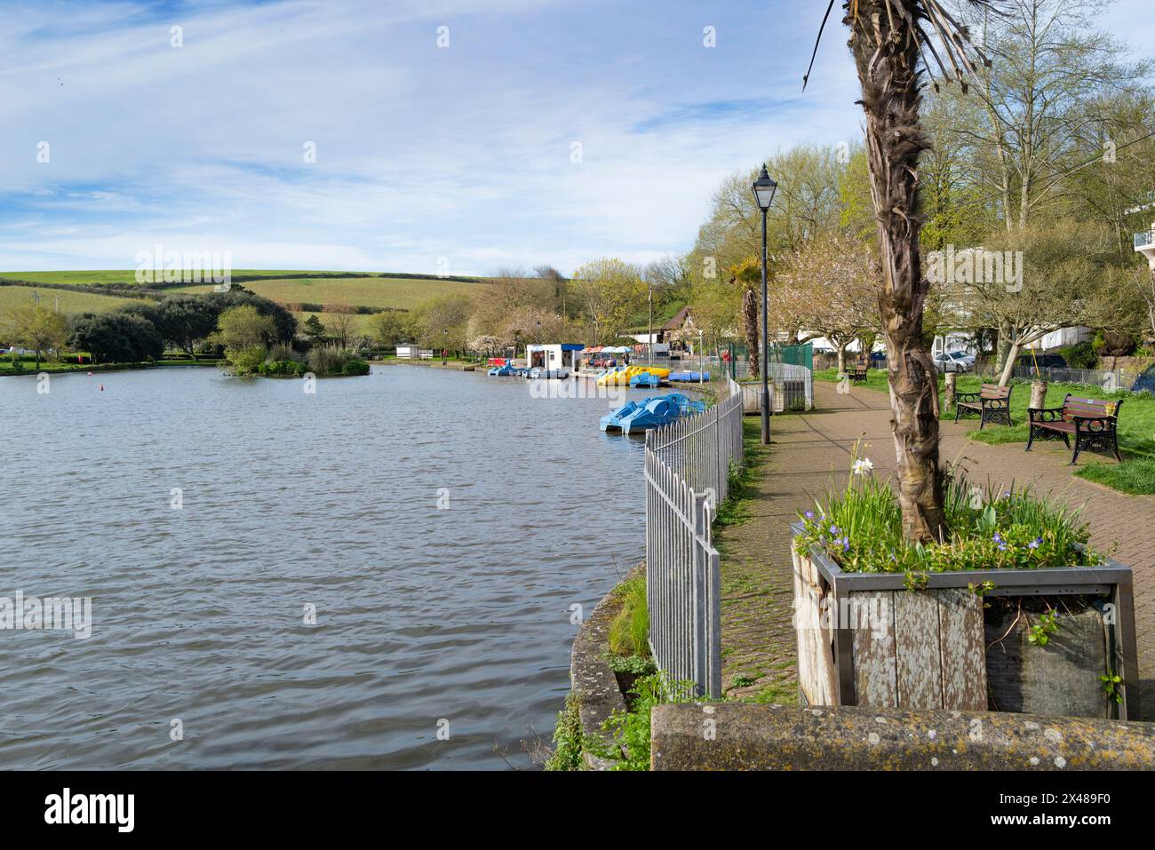 Der historische Trenance Boating Lake in Newquay in Cornwall in Großbritannien Stockfoto