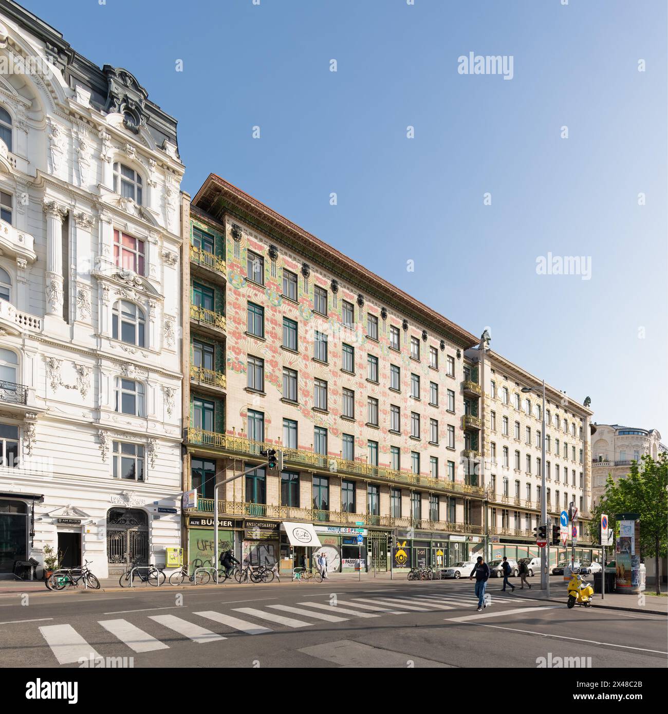 Wien, Österreich - Wohnhäuser an der Linken Wienzeile von Otto Wagner Stockfoto