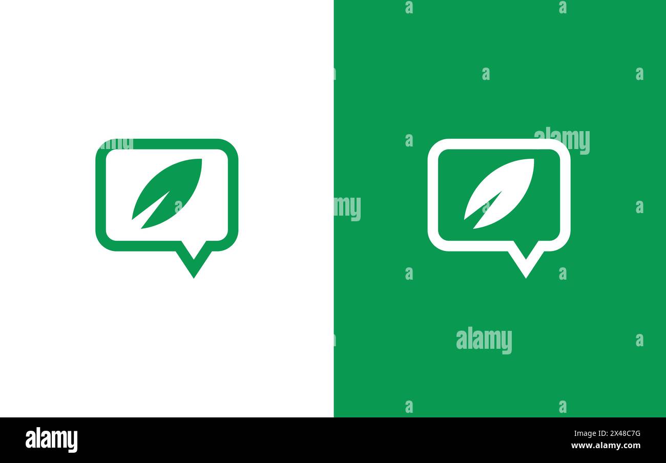 Minimalistisches Blatt-Chat-Logo. ECO-Chat-Logo Stock Vektor