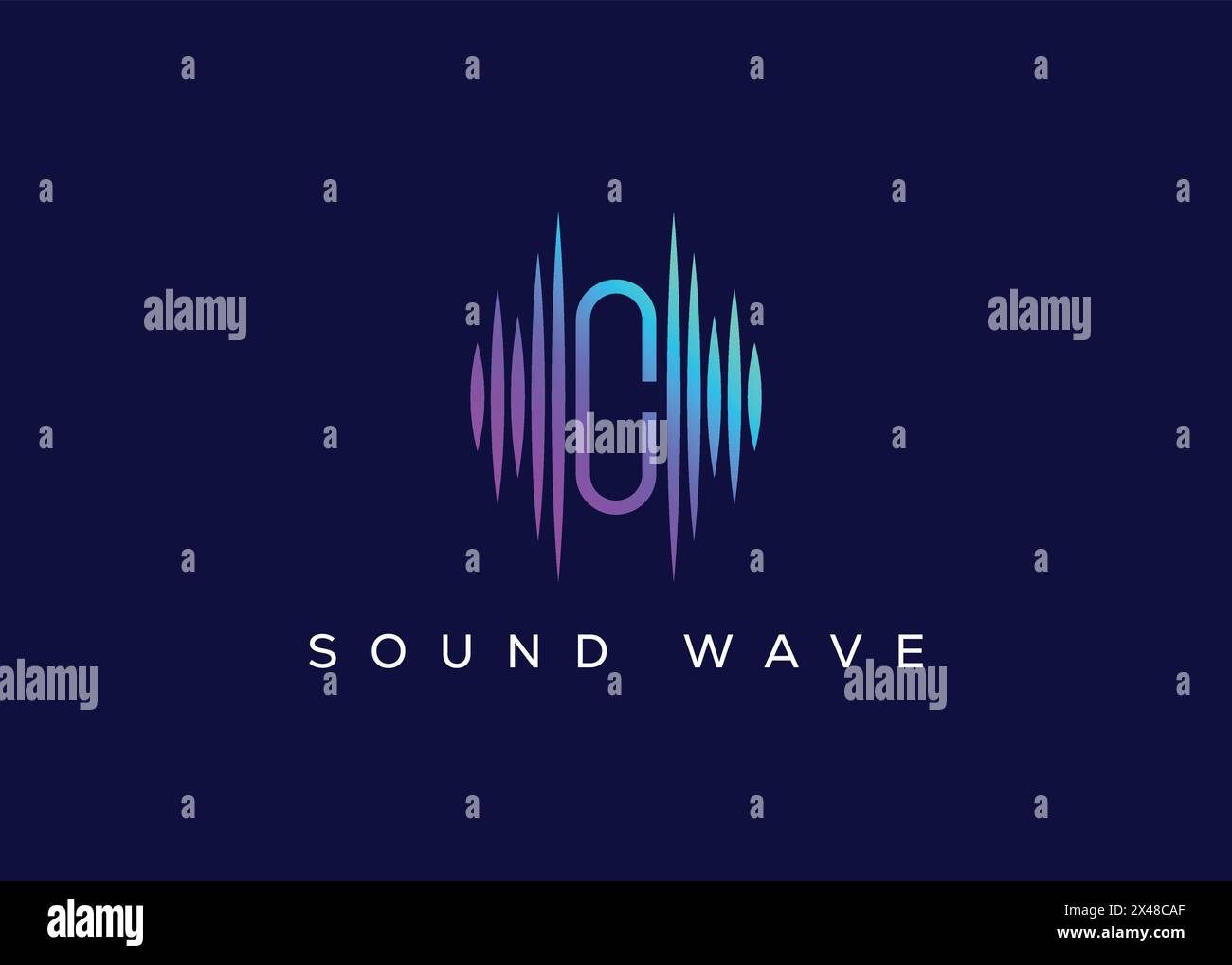 Minimalistisches C-Logo mit Sound Wave-Vektor. Modernes Sound Wave-Logo. C Musiklogo Stock Vektor