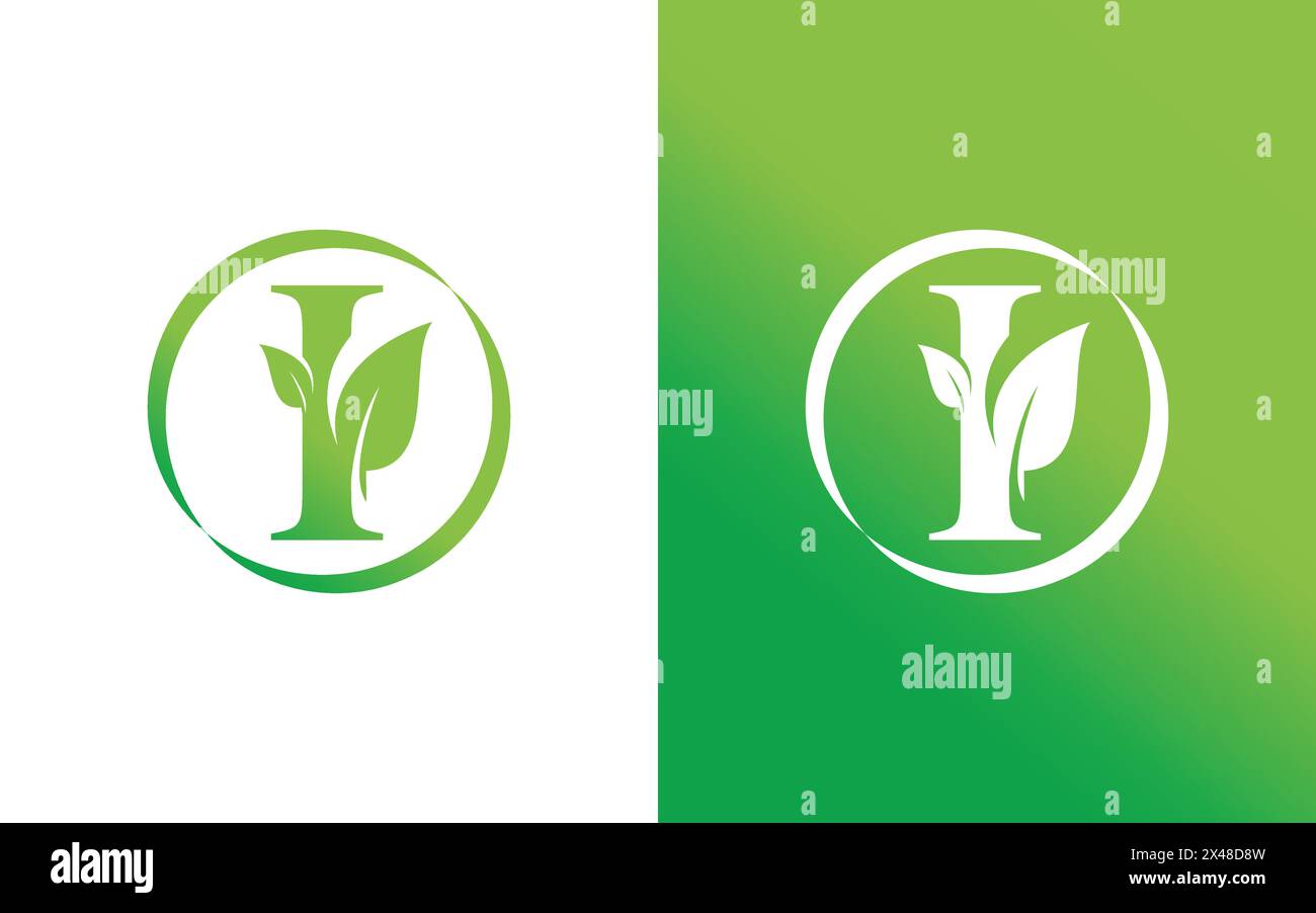 Minimalistisches Letter I Leaf Logo Stock Vektor