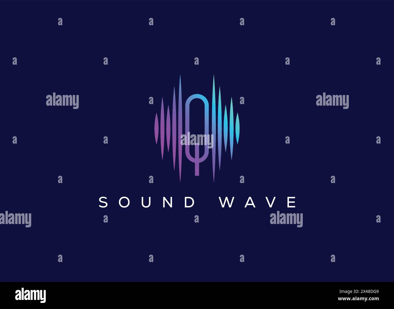 Minimalistisches Q-Logo mit Sound Wave-Vektor. Modernes Sound Wave-Logo. Q Musiklogo Stock Vektor