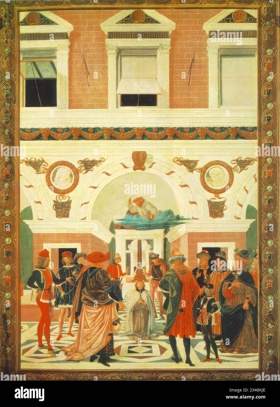 PERUGINO, Pietro (* 1450, Citta della Pieve, d. 1523, Perugia) die Wunder von San Bernardino: Die Heilung eines Muten 1473 Tempera auf Holz, 76 x 56,7 cm Galleria Nazionale dell'Umbria, Perugia *** Stichwörter: ************* Autor: PERUGINO, Pietro Titel: Die Wunder von San Bernardino: Die Heilung eines stummen Zeitrahmens: 1451-1500 Schule: Italienisch Form: Malerei Typ: Religiös Stockfoto