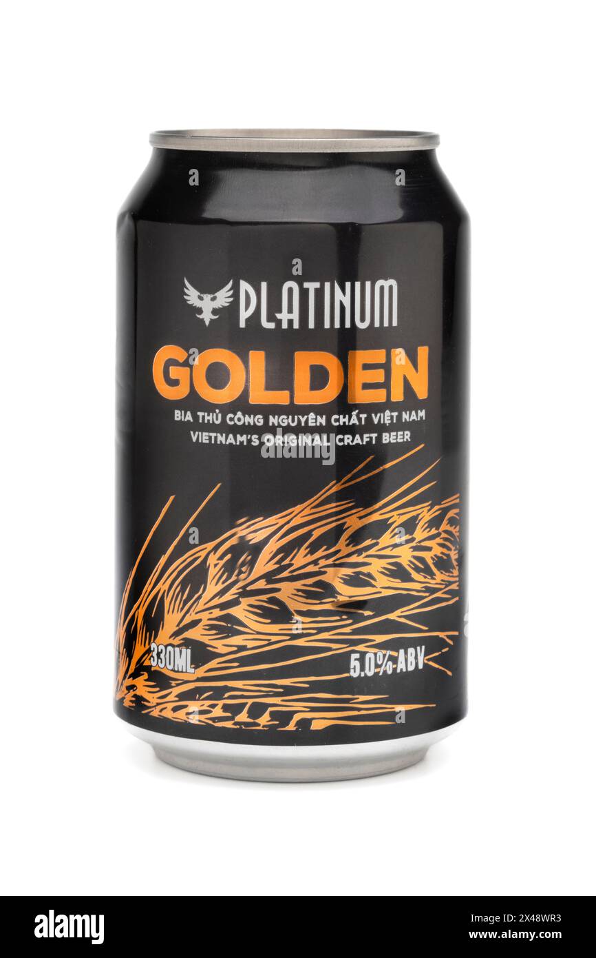 Eine Dose Platinum Golden Craft Bier. Stockfoto