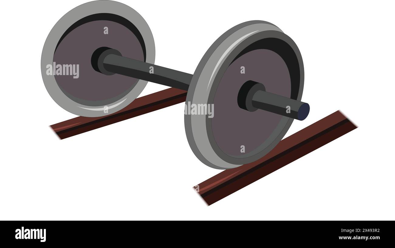 Das Eisenbahnrad ist auf die Eisenbahnstrecke eingestellt Stock Vektor