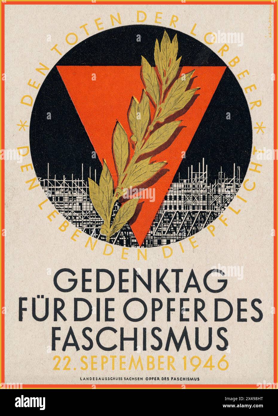 Post WW2 Deutschland 1946 Gedenktag für die Opfer des Faschismus Staatskomitee Sachsen Opfer des Faschismus Stockfoto