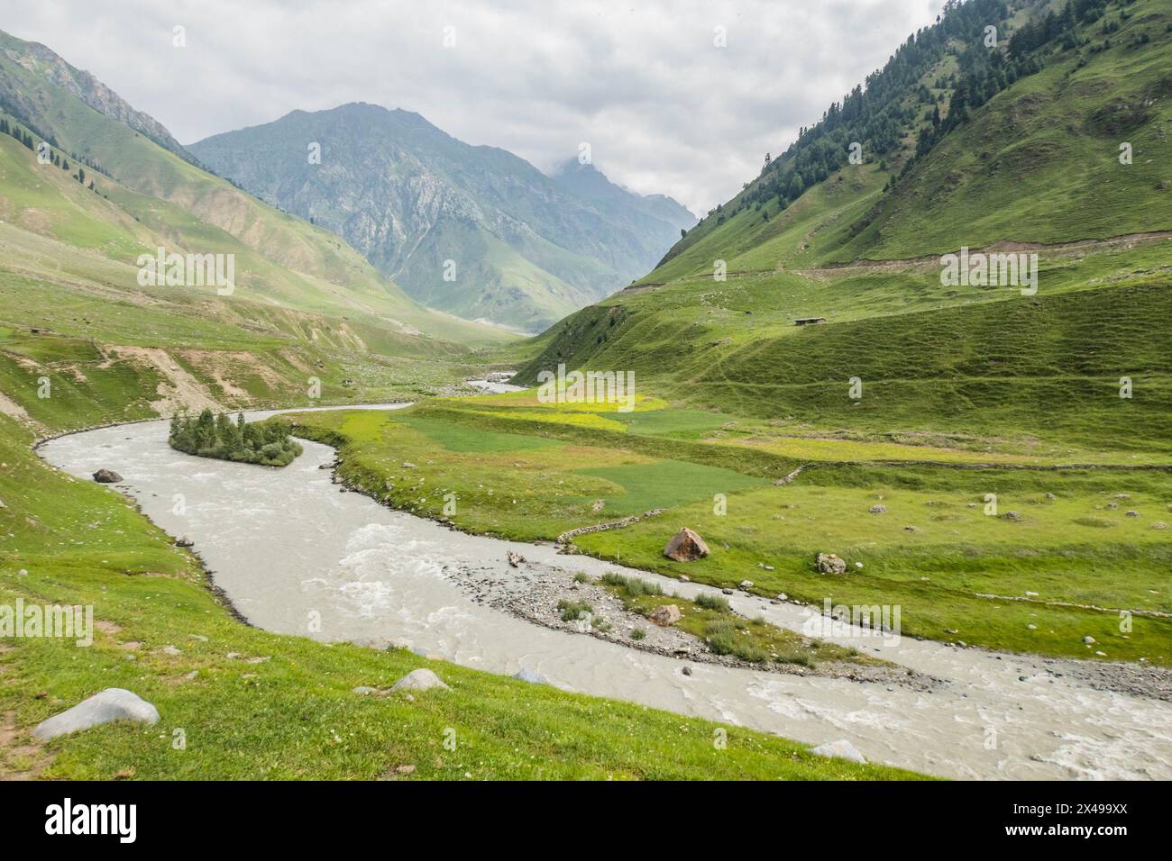 Atemberaubende Landschaften rund um das Dorf Sukhnai, Warwan Valley, Kaschmir, Indien Stockfoto