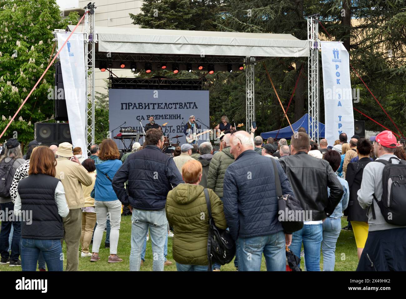 Open-Air-Rockkonzert „Rock for the Labour“ Live-Veranstaltung, organisiert vom gewerkschaftsbund „Podkrepa“ am 1. Mai 2024 in Sofia, Bulgarien Stockfoto