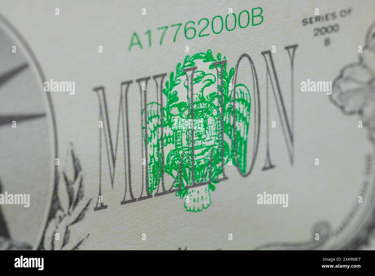 Eine Millionen-Dollar-Rechnung. US-Inflation Stockfoto