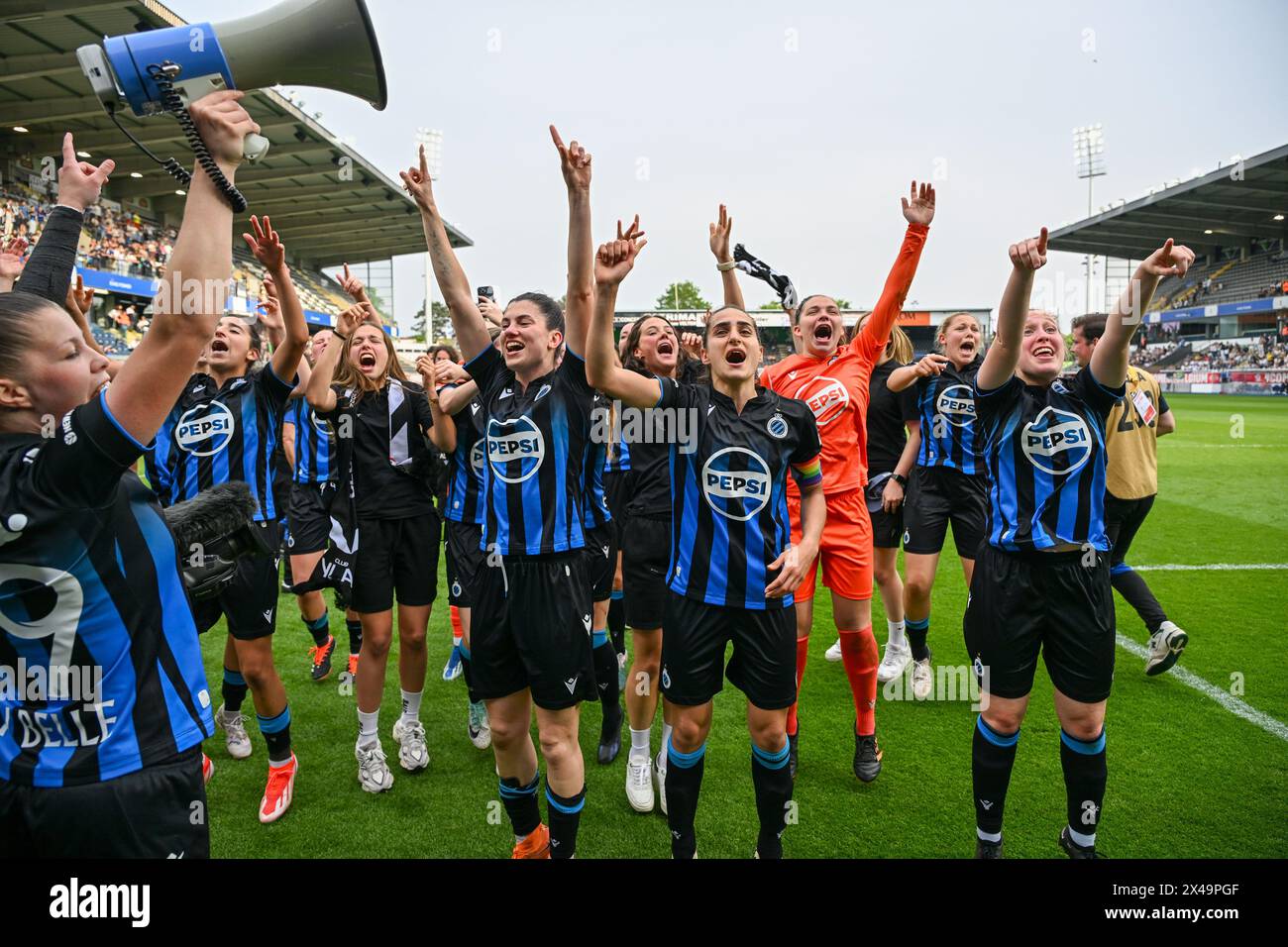 Leuven, Belgien. Mai 2024. Die Spieler von Brugge feiern nach dem