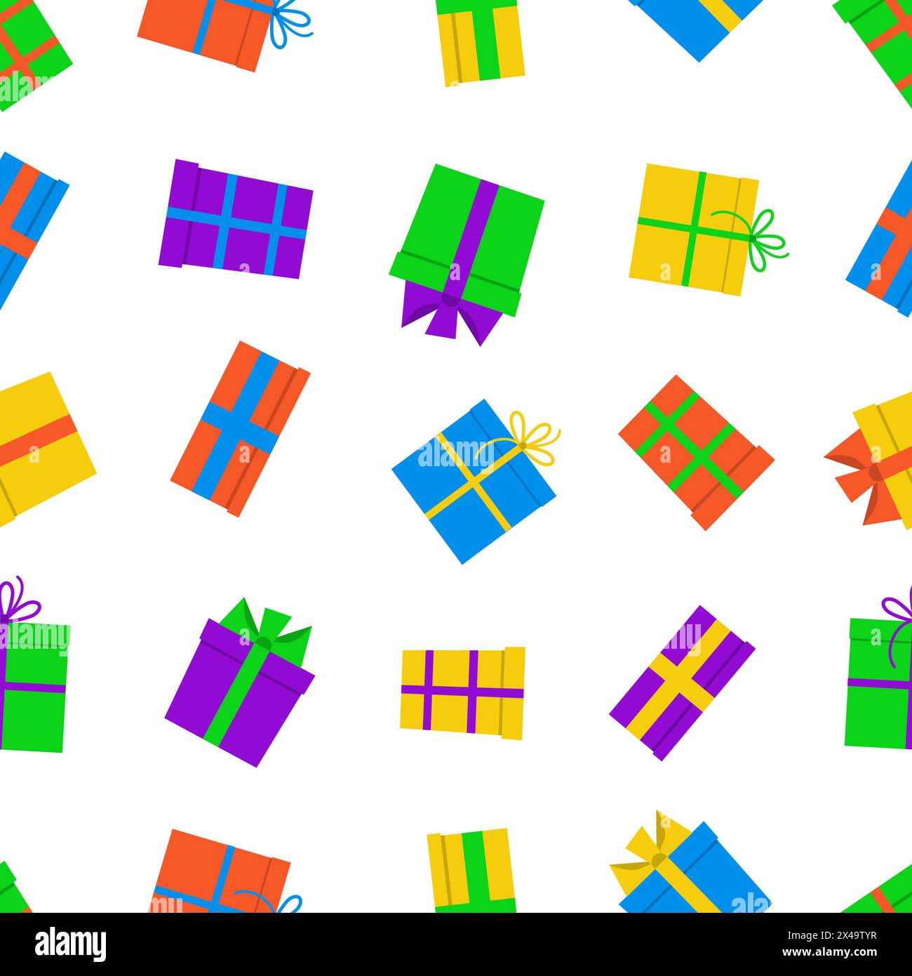 Nahtloses Muster mit Geschenkkartons auf weißem Hintergrund. Vektorabbildung Stock Vektor