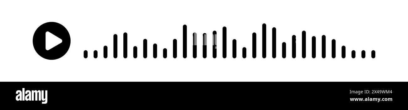 Schwarze Schallwellen des Equalizers, isoliert auf einem isolierten weißen Hintergrund. Vektor-Clipart-Darstellung Stock Vektor