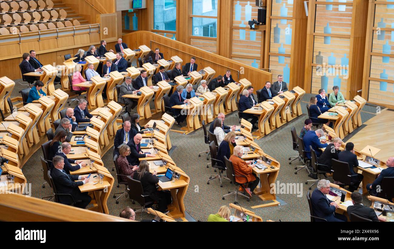 Edinburgh, Schottland, Großbritannien. Mai 2024. IM BILD: Parlamentsabgeordnete, die bei der Abstimmung über einen Misstrauensantrag gegenüber der schottischen Regierung im schottischen Parlament anwesend waren. Credit: Colin D Fisher Credit: Colin Fisher/Alamy Live News Stockfoto