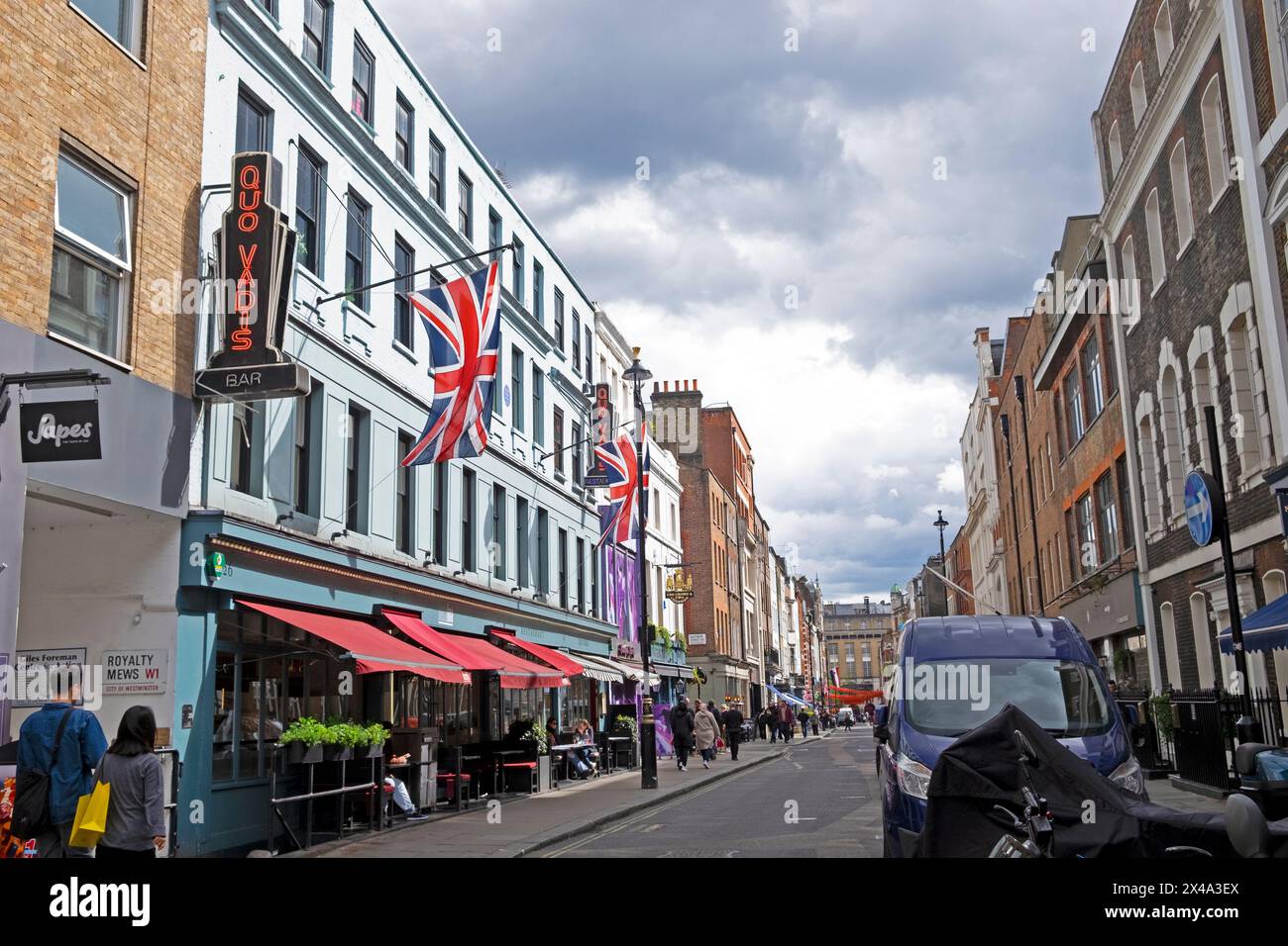 Quo Vadis Private Dining Club Restaurant mit Blick auf die Dean Street in Soho London England Großbritannien KATHY DEWITT Stockfoto