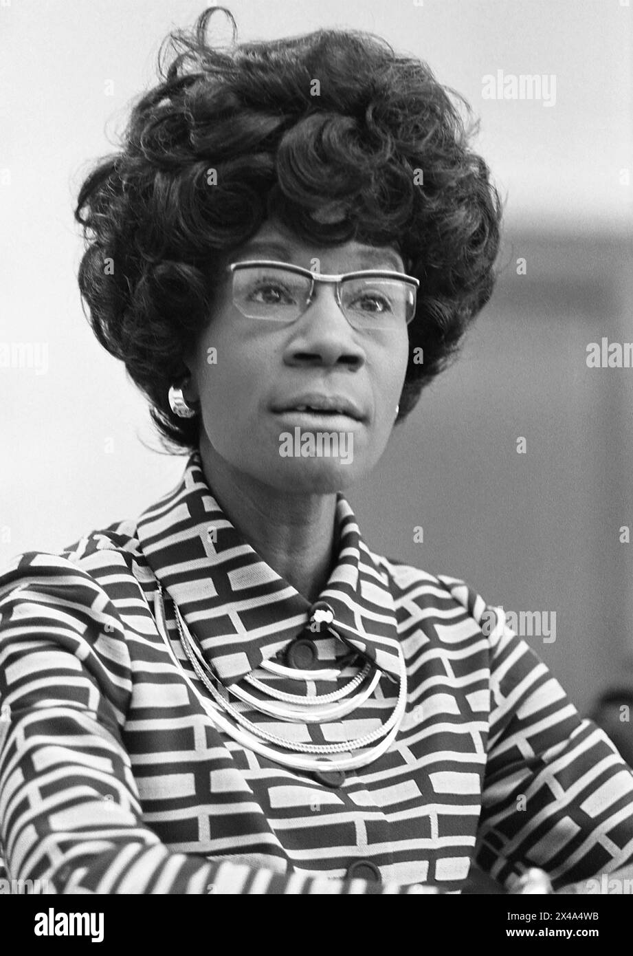 SHIRLEY CHISHOLM (1924–2005) war die erste schwarze Frau, die in den US-Kongress gewählt wurde. Bild im Januar 1972 Stockfoto