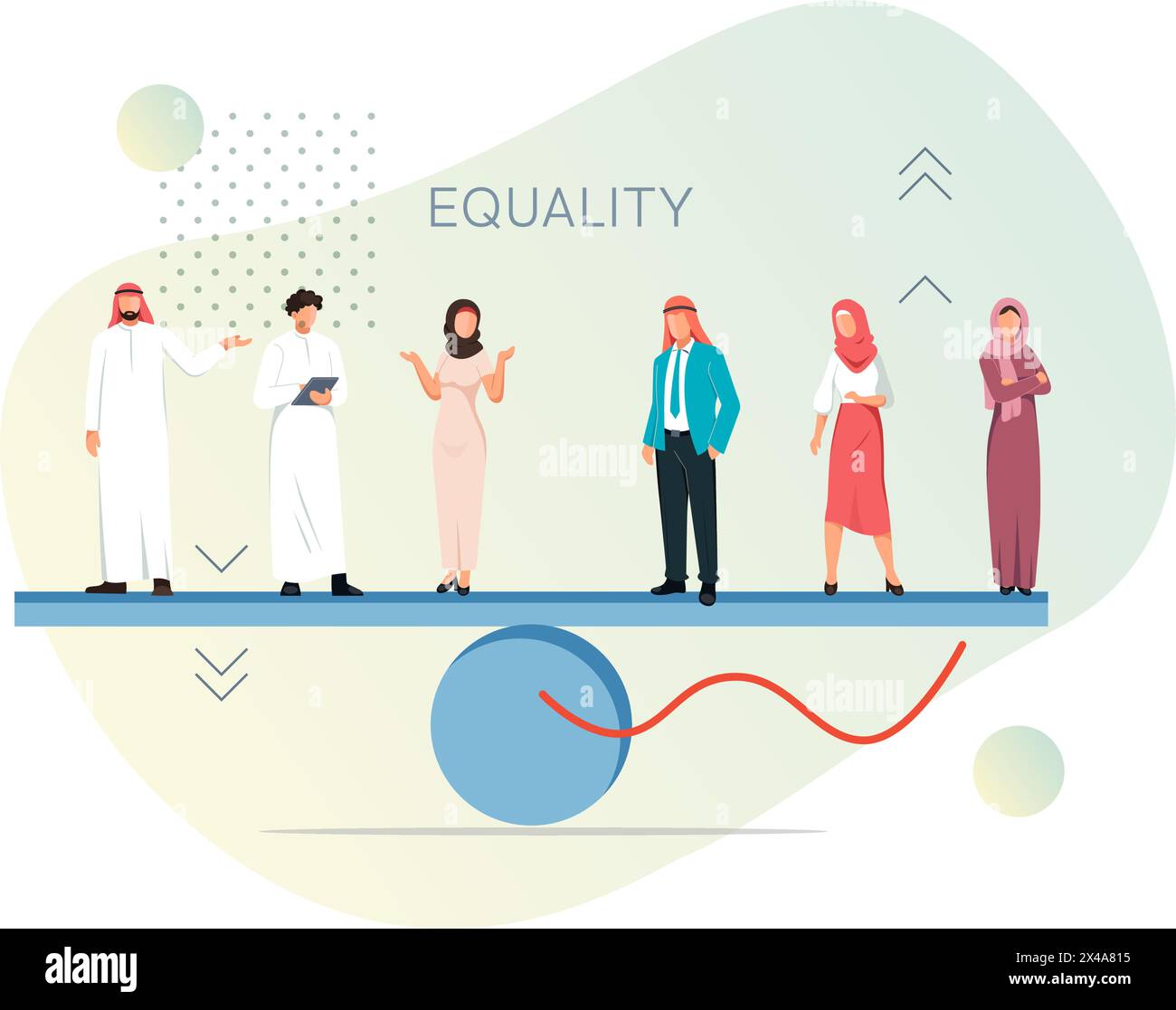 Geschlechtergleichstellung am Arbeitsplatz und Geschlechtergleichstellung in MENA - ESG - Stock Illustration als EPS 10-Datei Stock Vektor