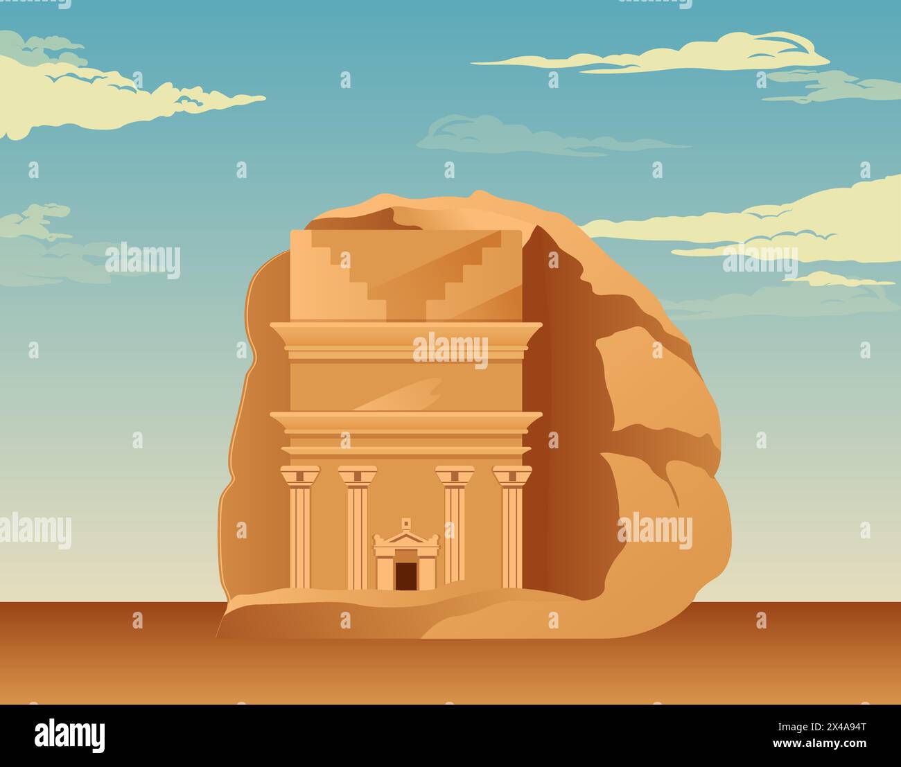 Al-Hijr Madain Saleh - Hegra , Saudi-Arabien - Stock Illustration als EPS 10 Datei Stock Vektor