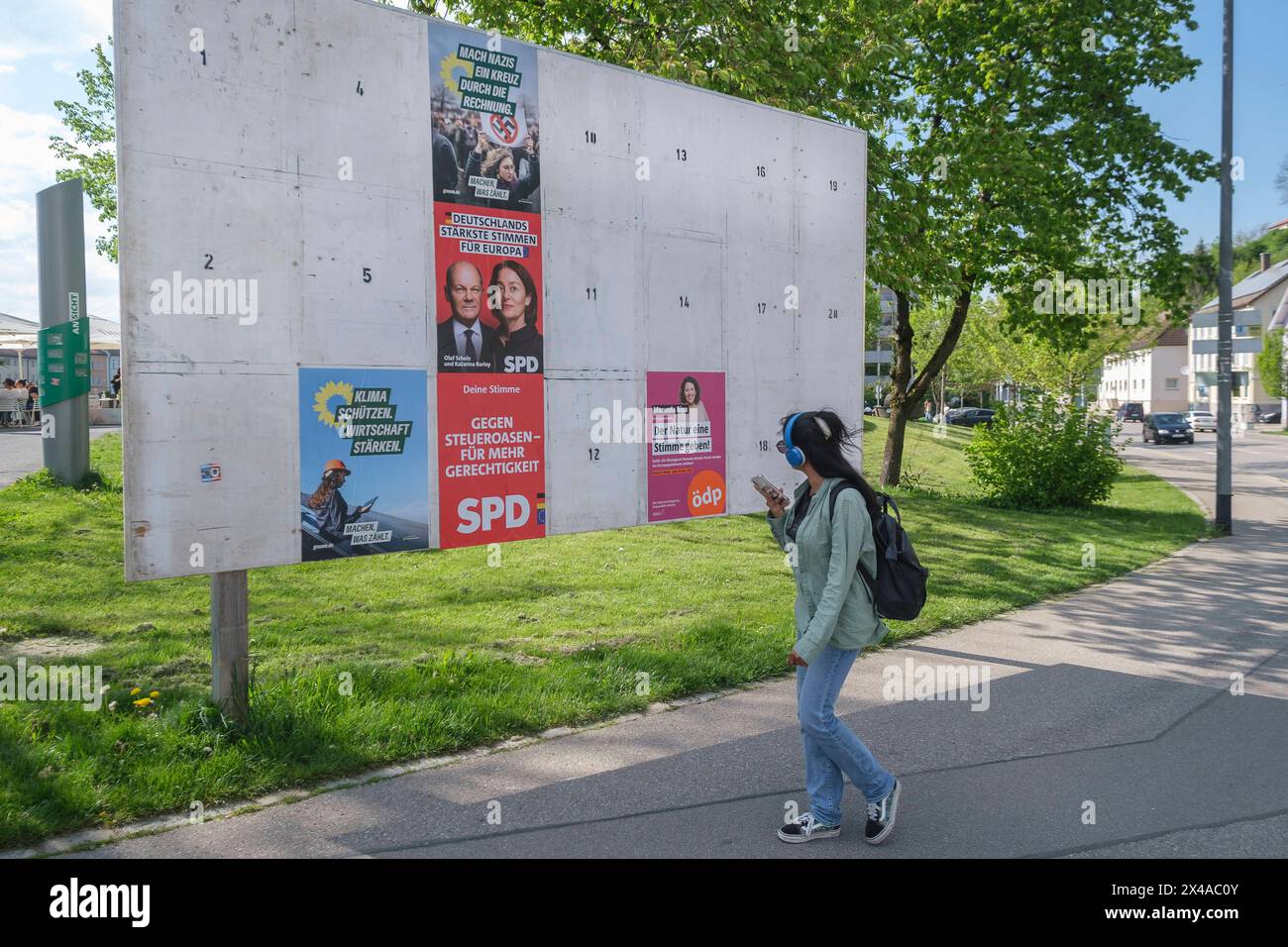 Kempten 2024: Wahlplakate von SPD, Grüne und ÖDP zur Europawahl am 9. Juni 2024 *** Kempten 2024: Wahlplakate von SPD, Grünen und ÖDP zur Europawahl am 9. Juni 2024 Bayern Deutschland GMS15645 Stockfoto