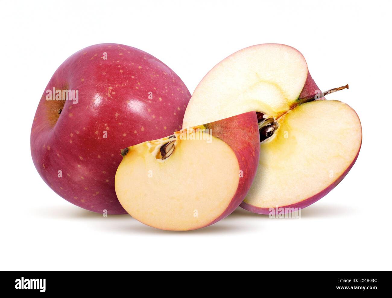 Apfelfrüchte isoliert auf weißem Hintergrund Stockfoto