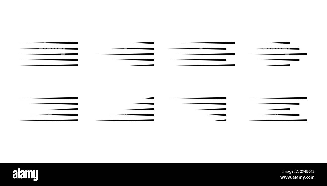 Schnelle Linien Vektor. Speed Manga Comic Vektor-Symbole Set. Vektor Für Geschwindigkeitseffekte Stock Vektor