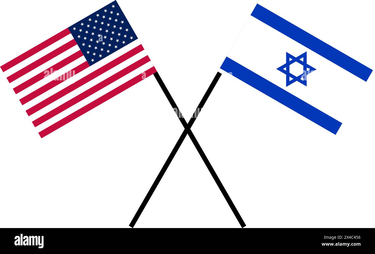 Flaggen Freund Land USA und Israel Stock Vektor