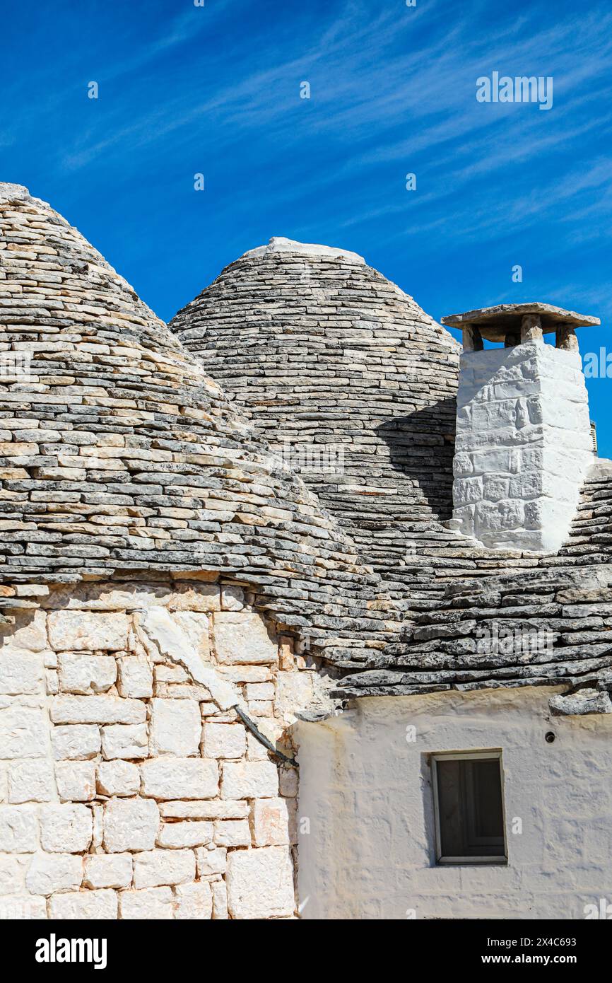Alberobello, Apulien, Italien. Stein Trulli kegelförmige Apulienhäuser Stockfoto