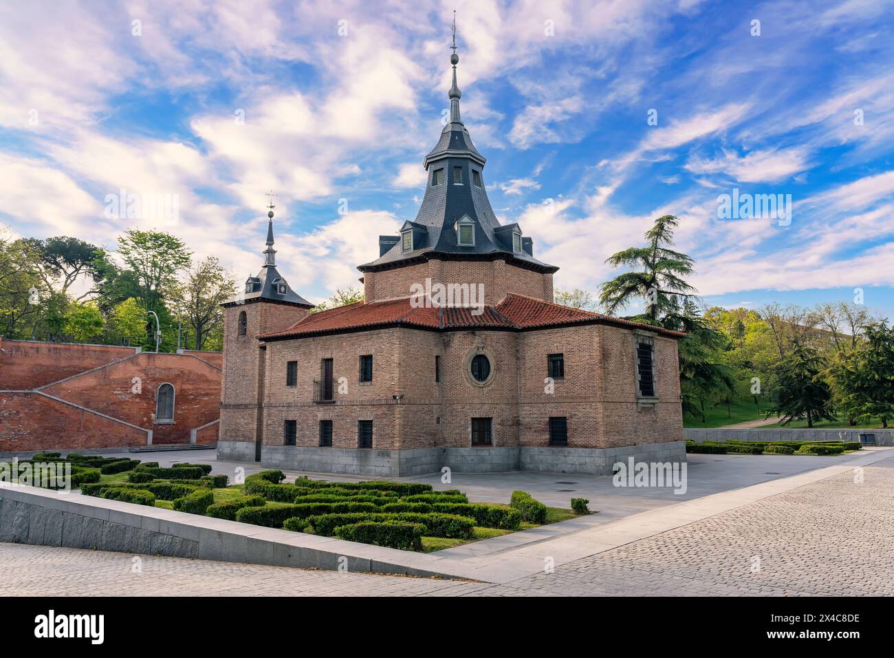 Eremitage der Virgen del Puerto neben dem Fluss Manzanares in der spanischen Hauptstadt Madrid. Stockfoto